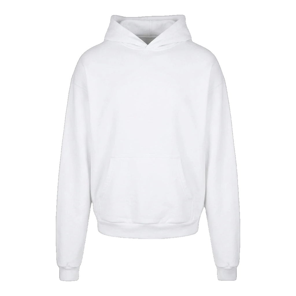 Build Your Brand Ultra Heavy Cotton Box Hoody – Beispielfoto in Weiß (in 16 Farben erhältlich)